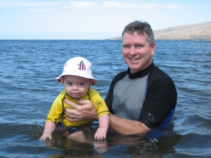 Nate and me in the water off the coast of Kihei right in front of the Sugar Beach Resort.