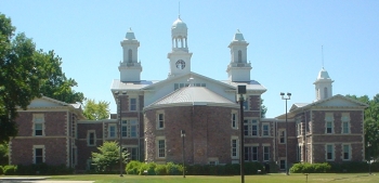 Old Main building of the campus of the University of South Dakota in Vermillion.
